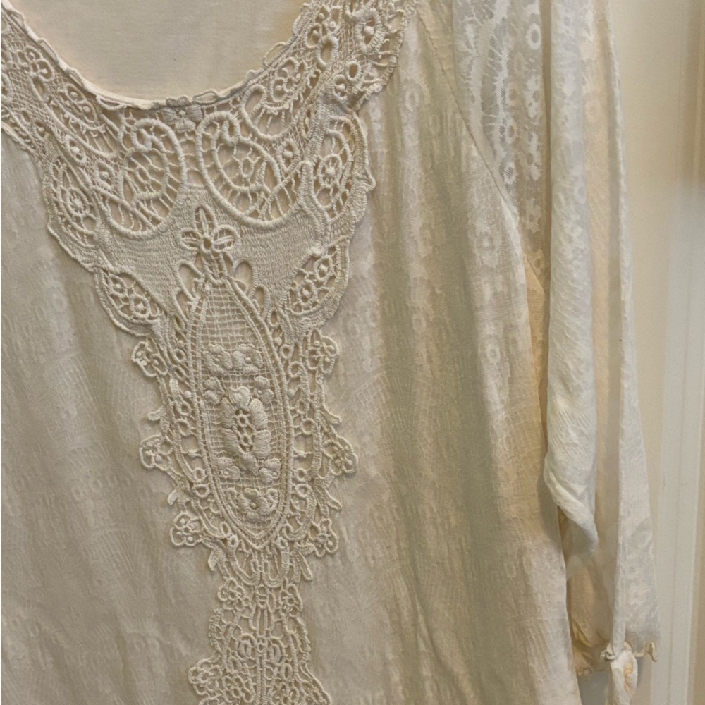 Style & Company light shirt with lace embellishments. Medium .